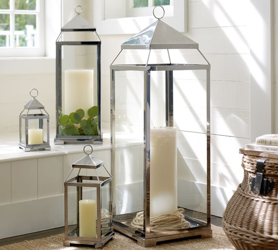 Malta Glass & Metal Lantern Pottery Barn Australia